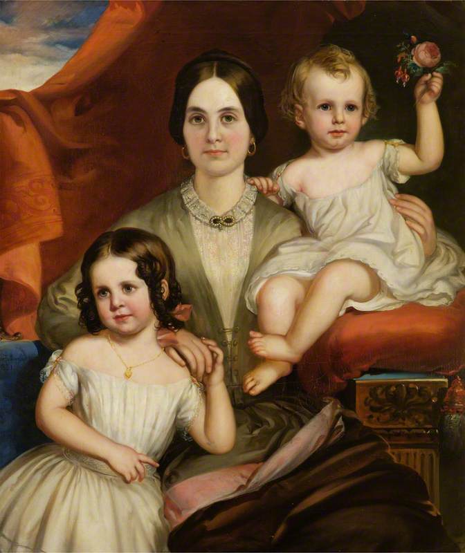 Order Paintings Reproductions Mrs Derrick January and Her Children, 1851 by Manuel Joachim De Franca (1808-1865) | ArtsDot.com