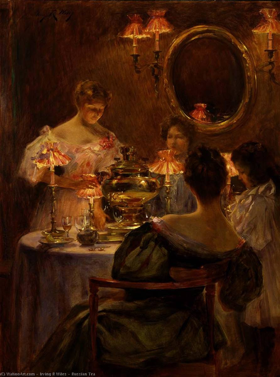 Order Oil Painting Replica Russian Tea, 1896 by Irving Ramsey Wiles (1861-1948, United States) | ArtsDot.com