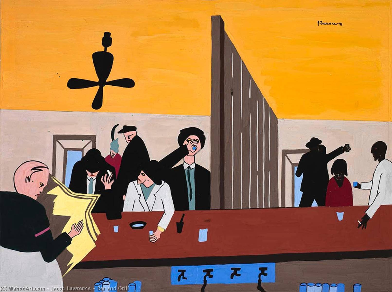 Bar and Grill, 1941 by Jacob Lawrence (1917-2000, United States) Jacob Lawrence | ArtsDot.com