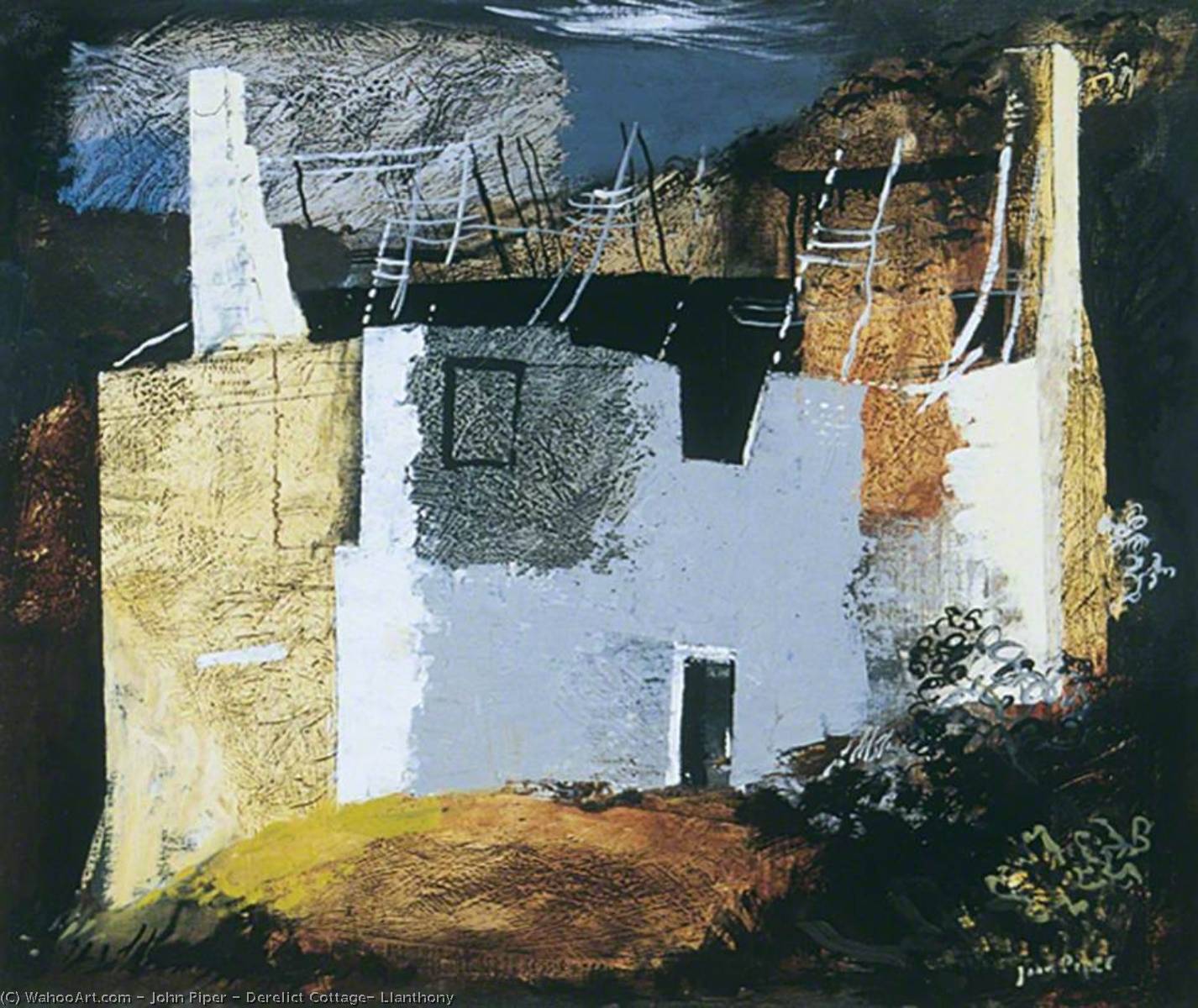 Buy Museum Art Reproductions Derelict Cottage, Llanthony, 1941 by John Piper (Inspired By) (1903-1992, United Kingdom) | ArtsDot.com
