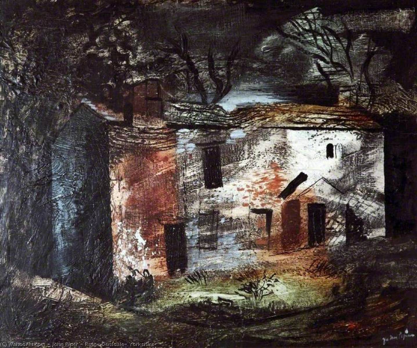 Order Paintings Reproductions Ruin, Dentdale, Yorkshire by John Piper (Inspired By) (1903-1992, United Kingdom) | ArtsDot.com