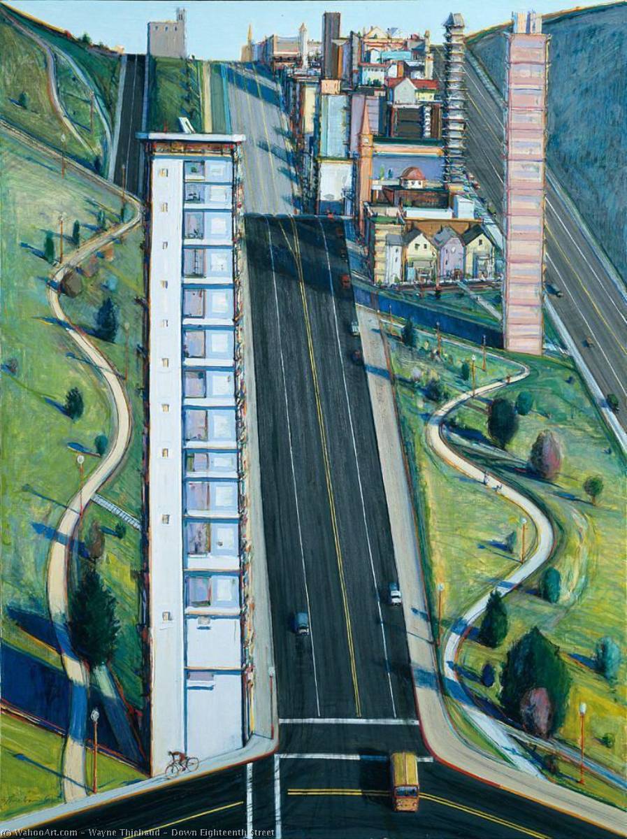 十八号街下, 1980 通过 Wayne Thiebaud (1920-2021, United States) Wayne Thiebaud | ArtsDot.com