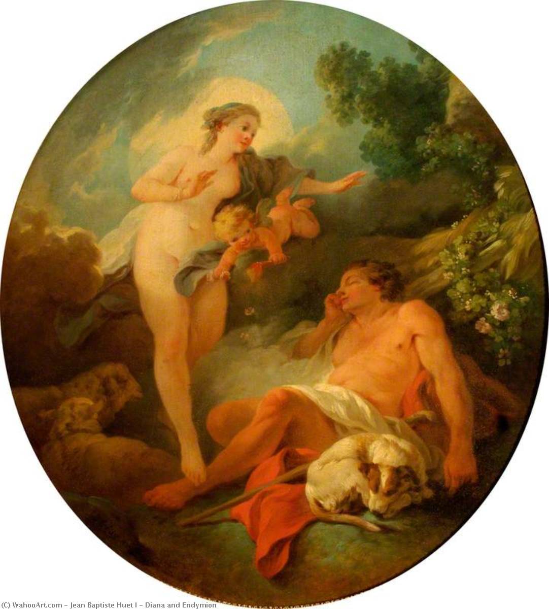 Order Oil Painting Replica Diana and Endymion, 1778 by Jean Baptiste Huet I (1745-1811) | ArtsDot.com