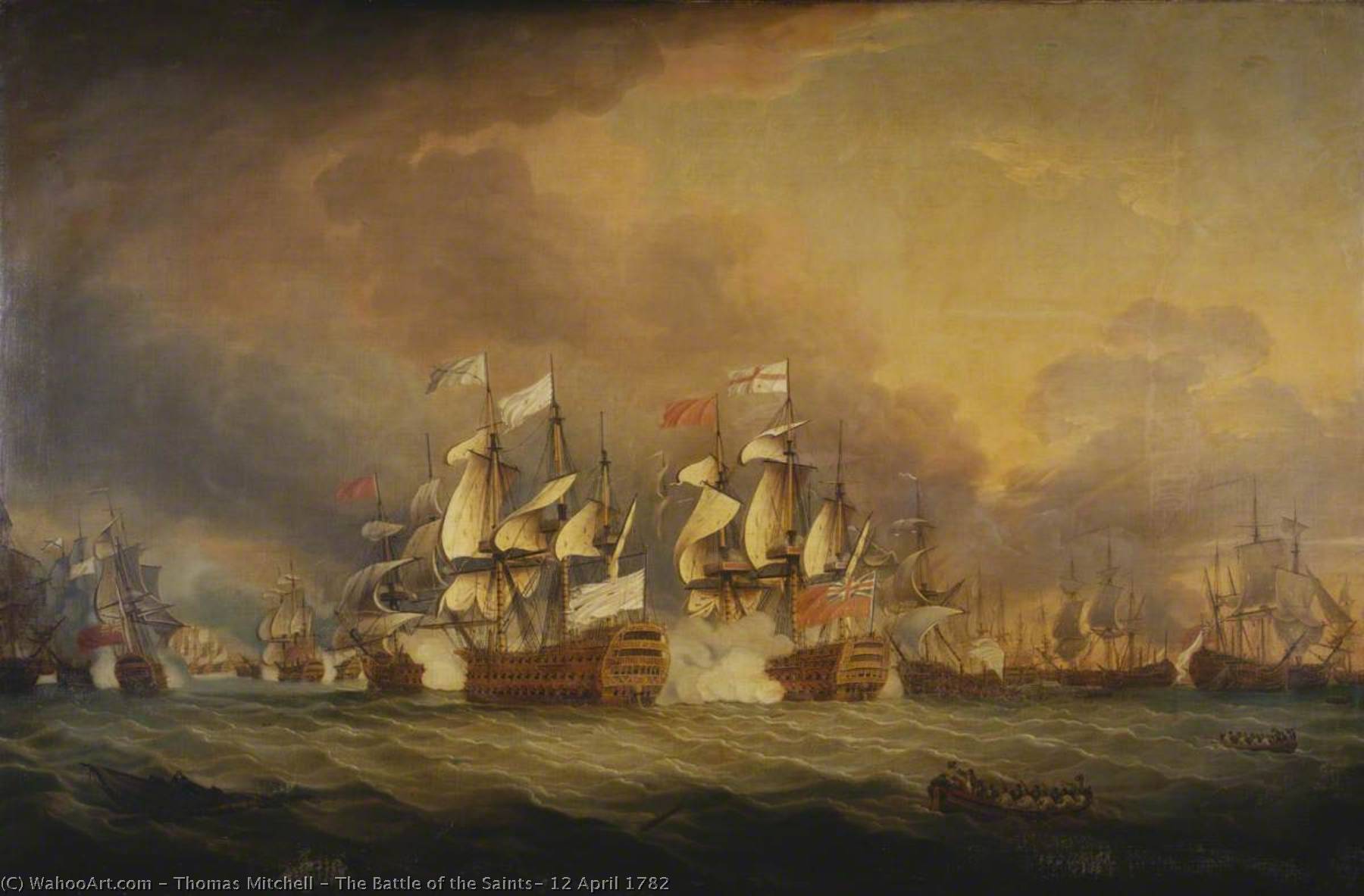 Order Paintings Reproductions The Battle of the Saints, 12 April 1782, 1782 by Thomas Mitchell (1735-1790) | ArtsDot.com