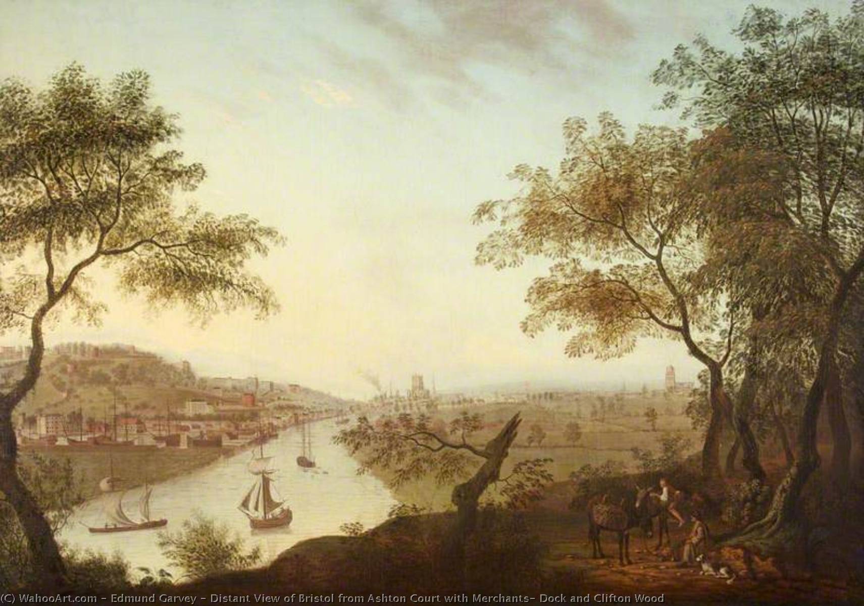 Buy Museum Art Reproductions Distant View of Bristol from Ashton Court with Merchants` Dock and Clifton Wood, 1775 by Edmund Garvey (1740-1813) | ArtsDot.com