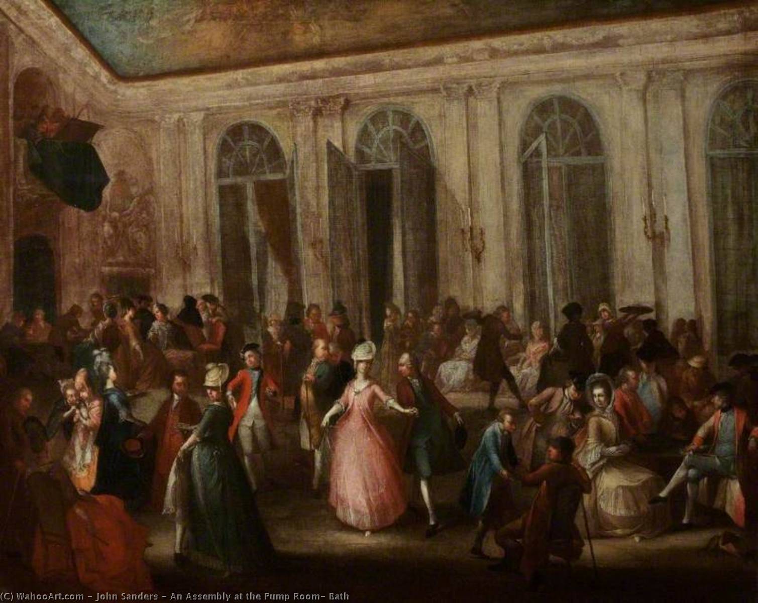 Order Paintings Reproductions An Assembly at the Pump Room, Bath by John Sanders (1750-1825) | ArtsDot.com