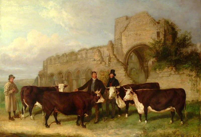 Cattle at Buildwas Abbey, Shropshire, 1841 by James Canterbury Pardon James Canterbury Pardon | ArtsDot.com