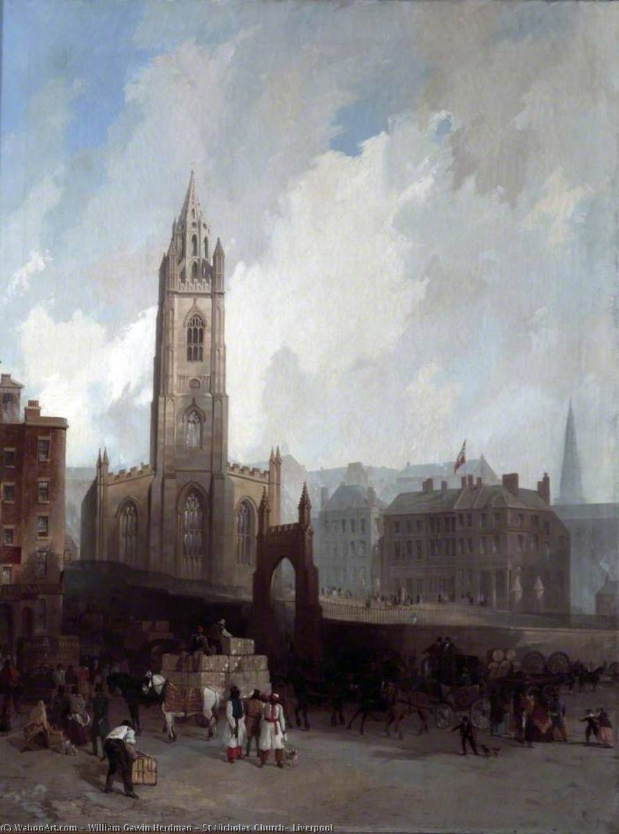 St Nicholas Church, Liverpool, 1842 by William Gawin Herdman William Gawin Herdman | ArtsDot.com