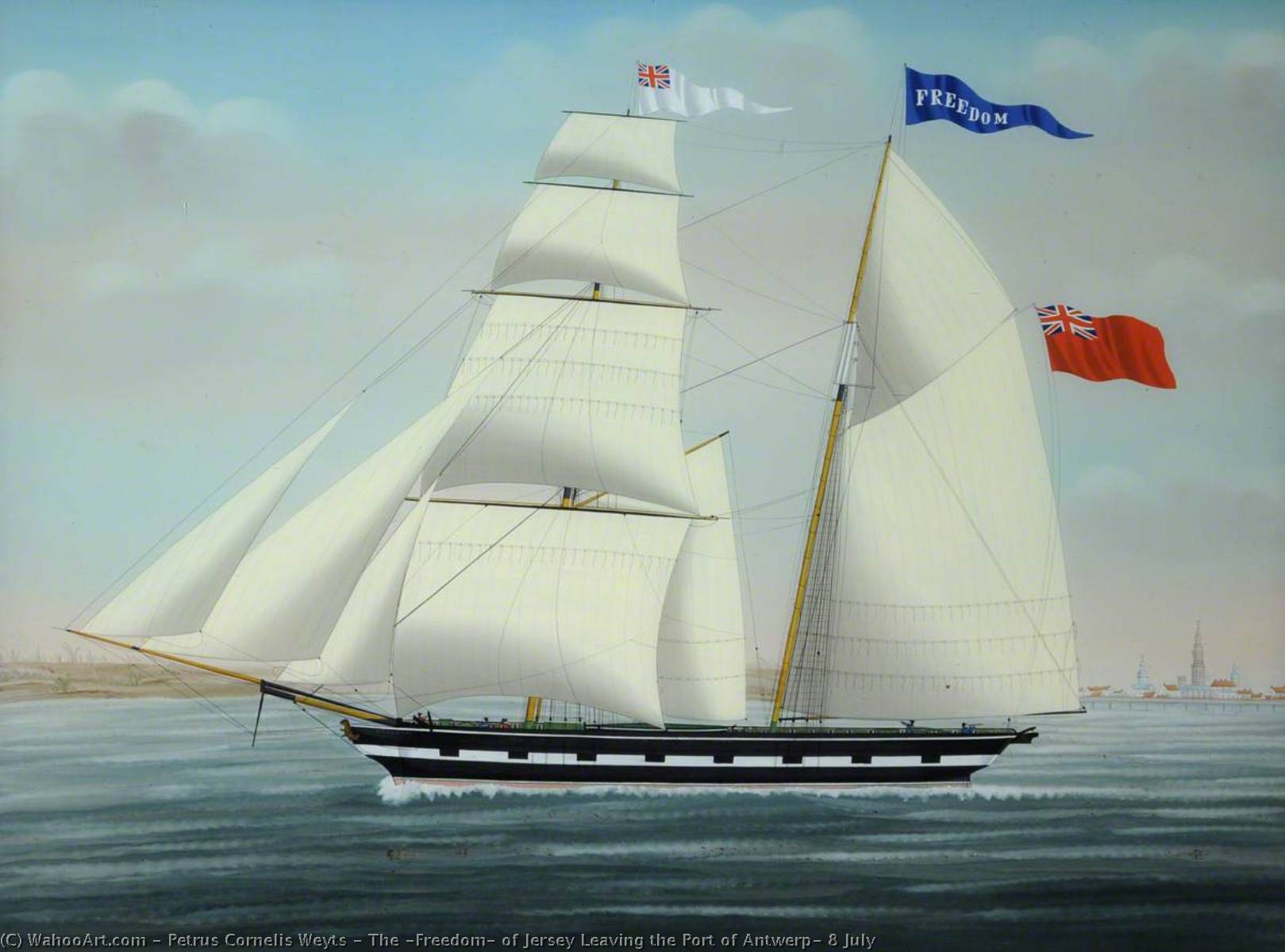 The `Freedom` of Jersey Leaving the Port of Antwerp, 8 July, 1842 by Petrus Cornelis Weyts Petrus Cornelis Weyts | ArtsDot.com