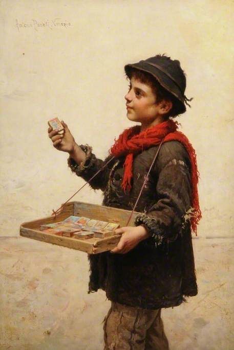Order Oil Painting Replica The Match Seller, 1870 by Antonio Paoletti | ArtsDot.com
