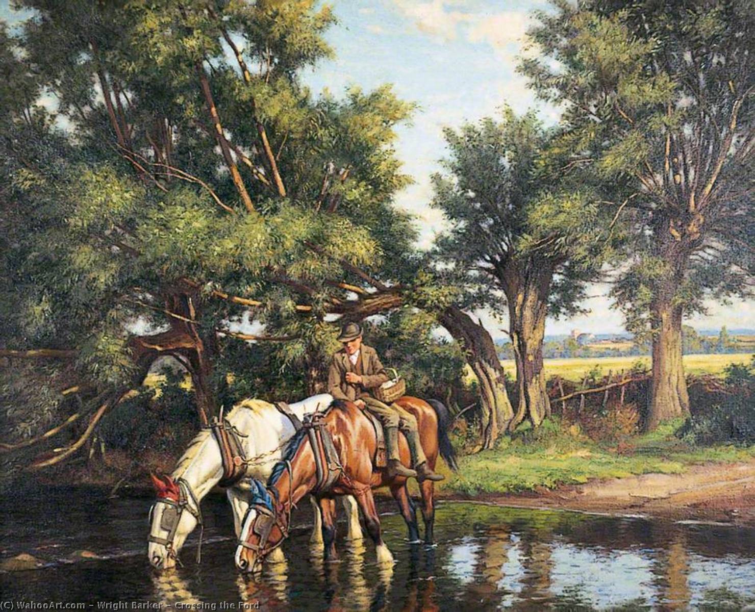 Order Oil Painting Replica Crossing the Ford by Wright Barker (1864-1941) | ArtsDot.com