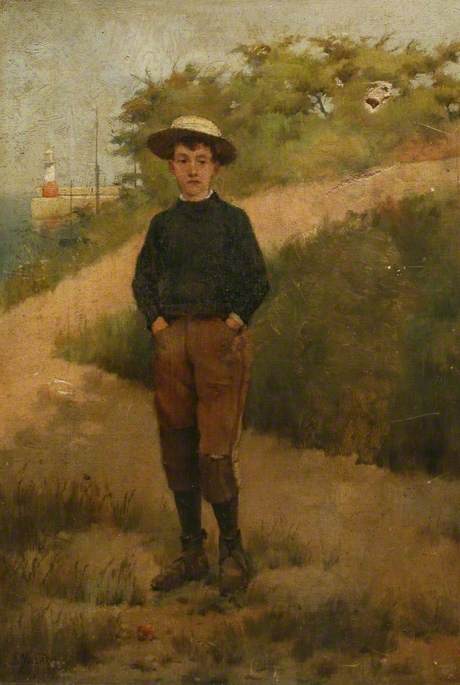 Boy at Newlyn Harbour by Frederick Millard Frederick Millard | ArtsDot.com