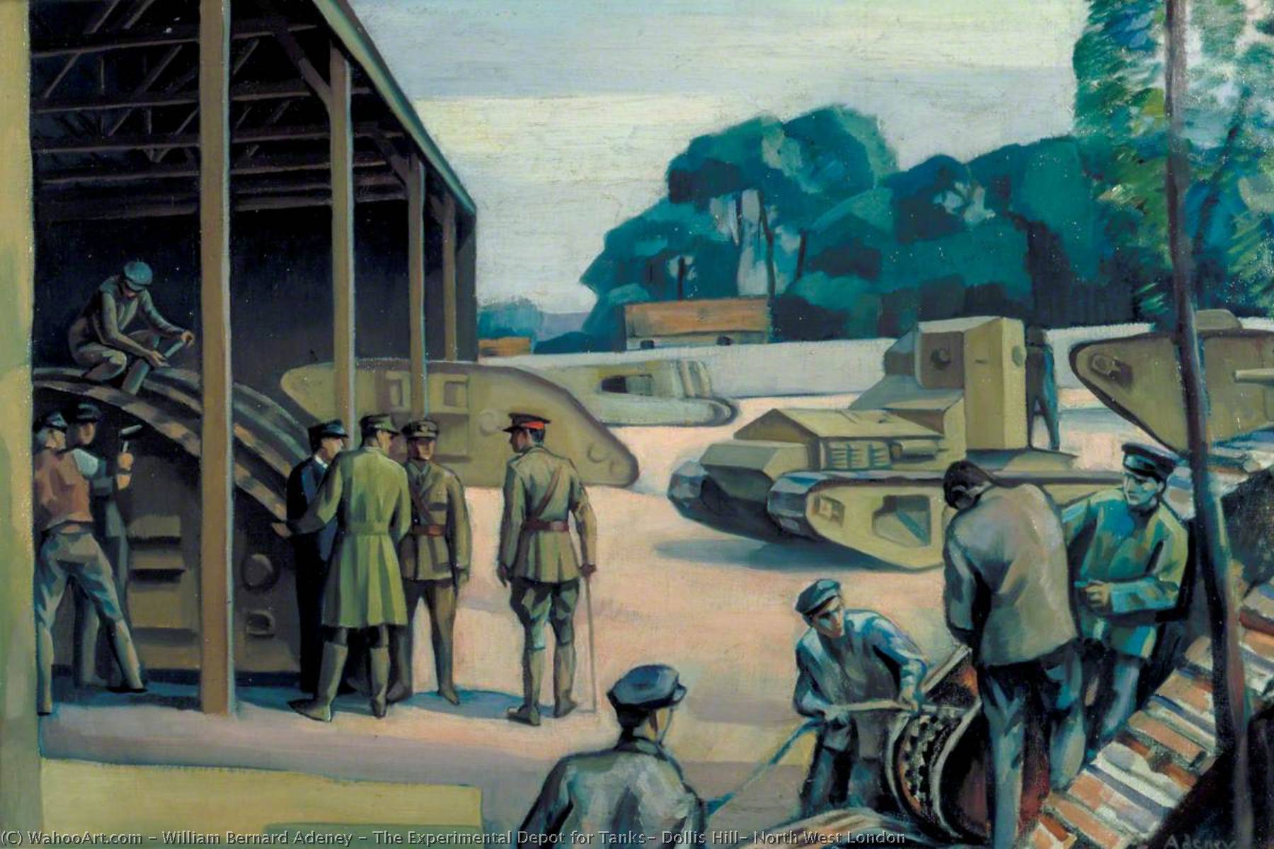 The Experimental Depot for Tanks, Dollis Hill, North West London, 1918 by William Bernard Adeney William Bernard Adeney | ArtsDot.com