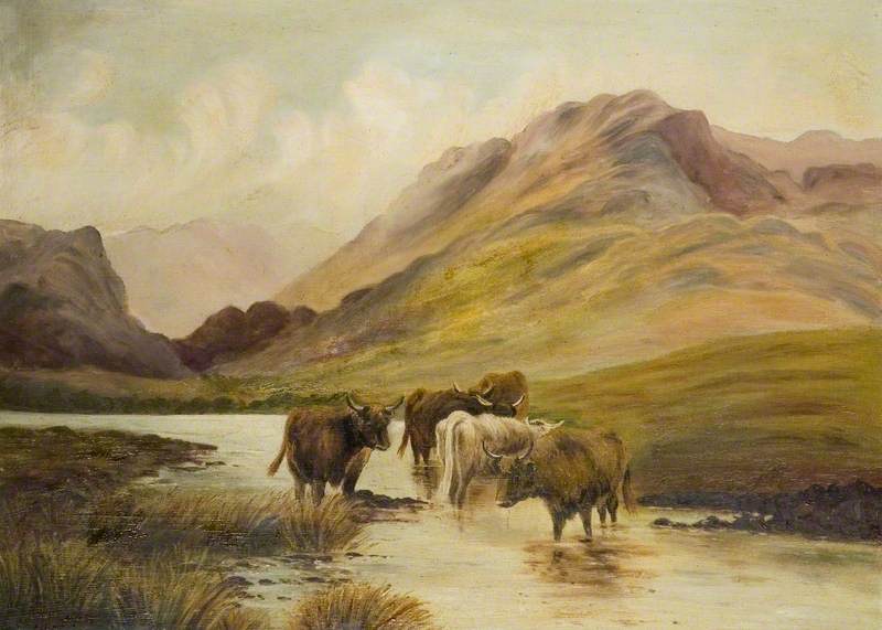 Landscape with Highland Cattle, 1913 by Elsie May Robson Elsie May Robson | ArtsDot.com