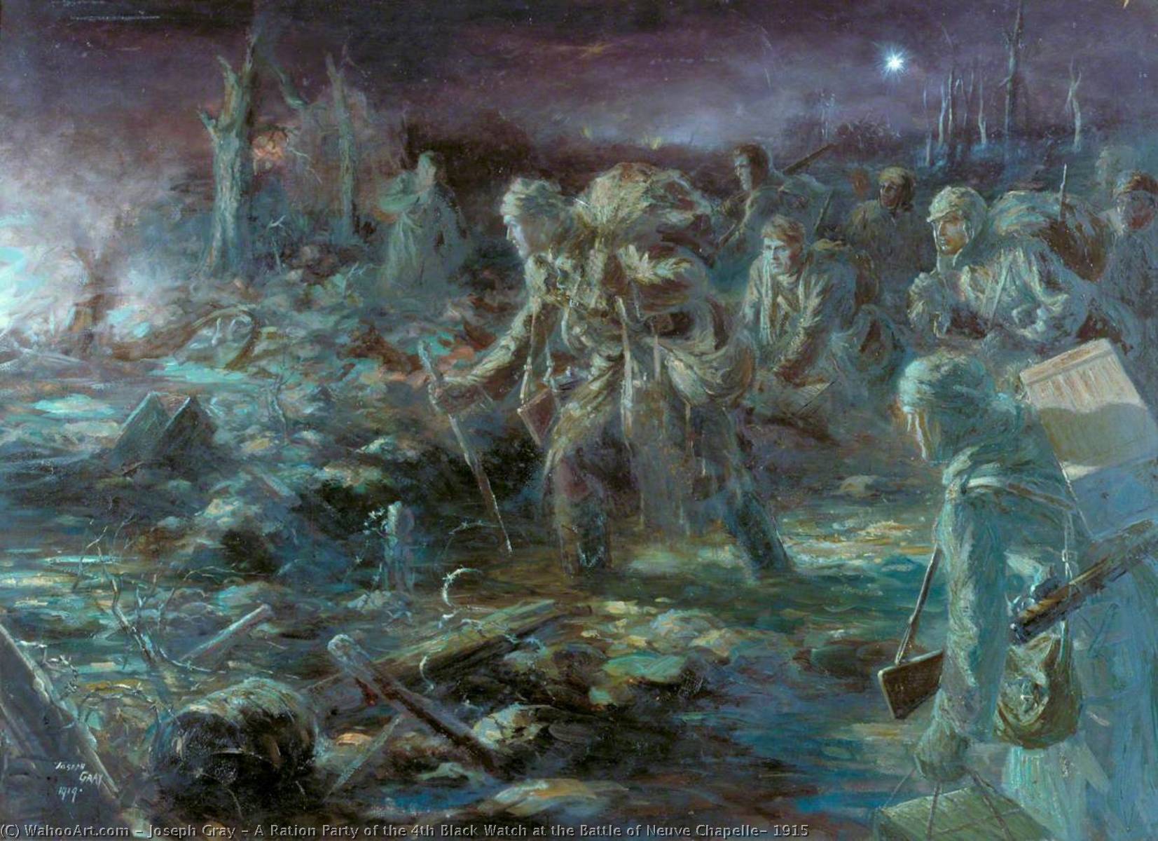 Uma Festa de Ração do 4o Relógio Preto na Batalha de Neuve Chapelle, 1915, 1919 por Joseph Gray Joseph Gray | ArtsDot.com