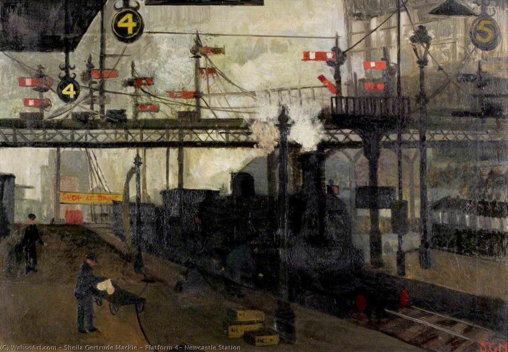 Platform 4, Newcastle Station, 1952 by Sheila Gertrude Mackie Sheila Gertrude Mackie | ArtsDot.com