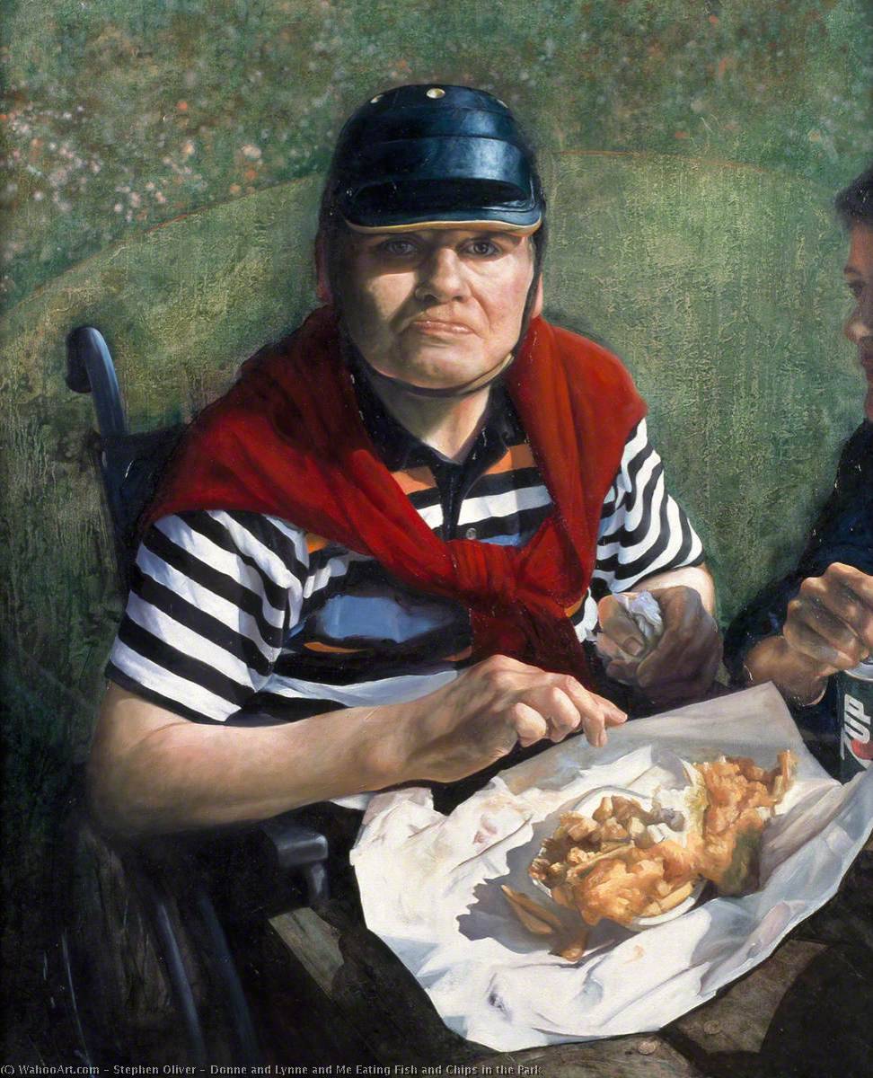 Donne and Lynne and Me Eating Fish and Chips in the Park, 1997 by Stephen Oliver Stephen Oliver | ArtsDot.com