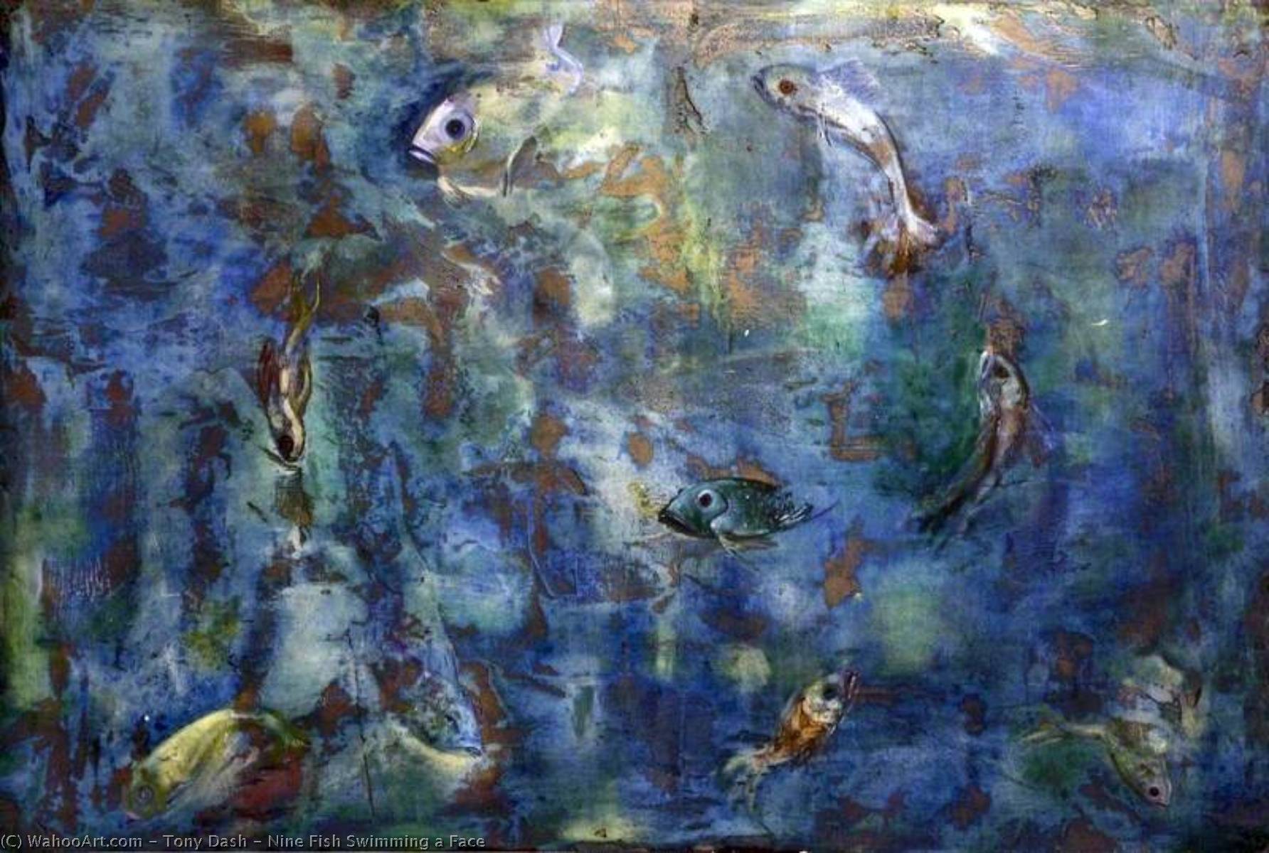 Nine Fish Swimming a Face, 1998 by Tony Dash Tony Dash | ArtsDot.com