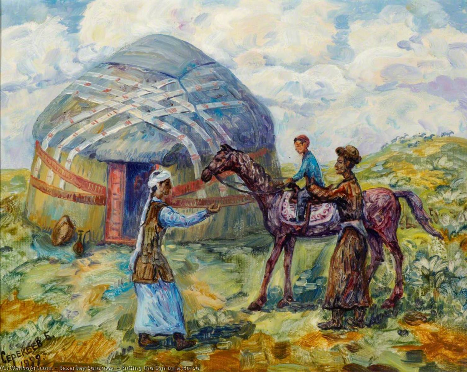 Putting the Son on a Horse, 1999 by Bazarbay Serekeev Bazarbay Serekeev | ArtsDot.com