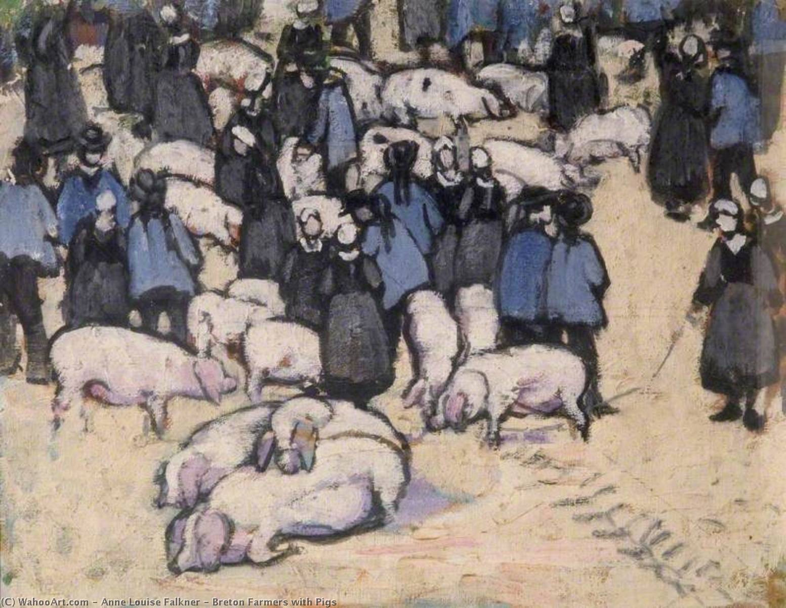 Buy Museum Art Reproductions Breton Farmers with Pigs by Anne Louise Falkner (1862-1933) | ArtsDot.com
