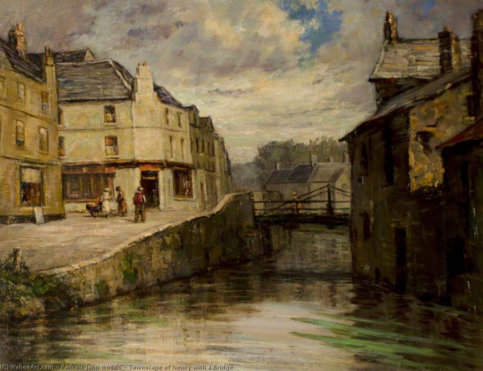 Buy Museum Art Reproductions Townscape of Newry with a Bridge by Padraic John Woods (Inspired By) (1893-1991) | ArtsDot.com