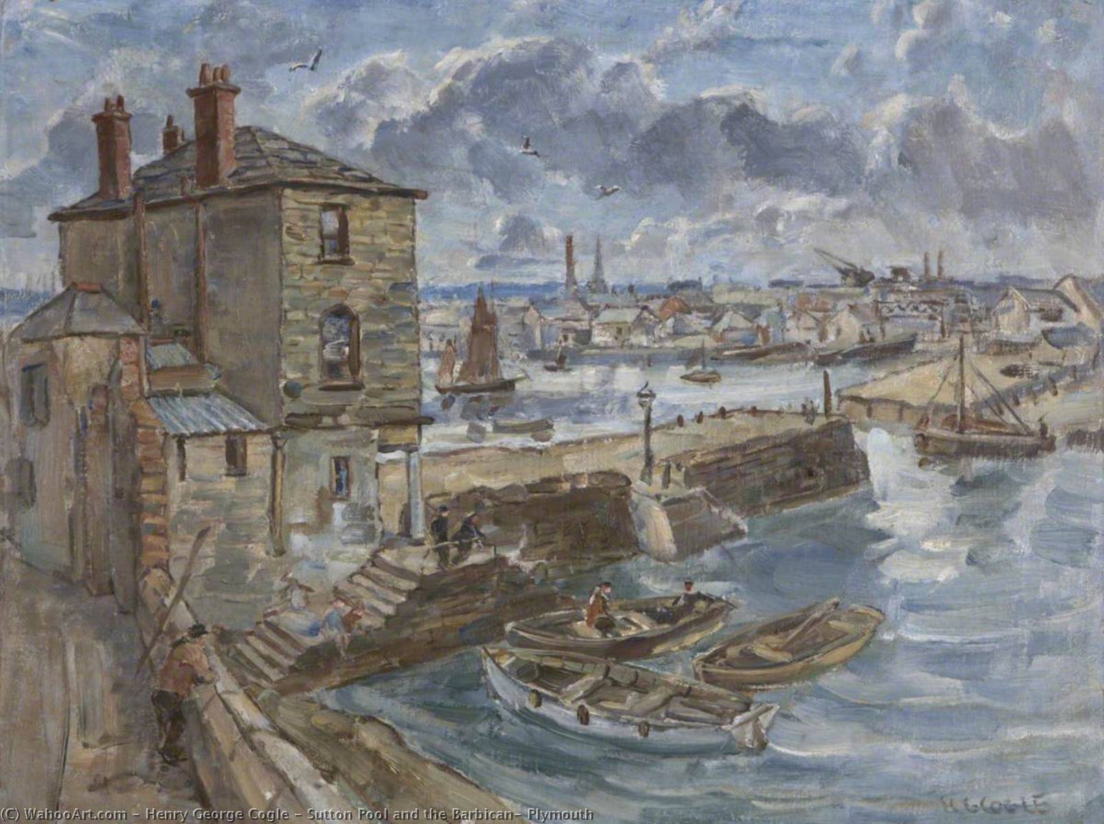 Sutton Pool and the Barbican, Plymouth by Henry George Cogle (1875-1957) Henry George Cogle | ArtsDot.com