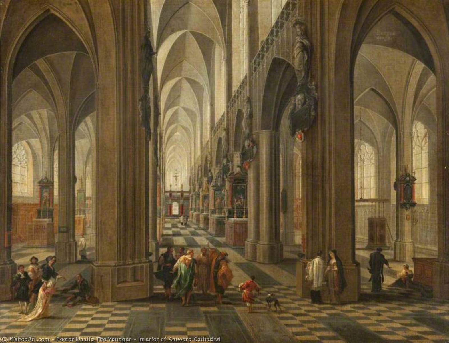 Order Paintings Reproductions Interior of Antwerp Cathedral by Peeter Neeffs The Younger | ArtsDot.com