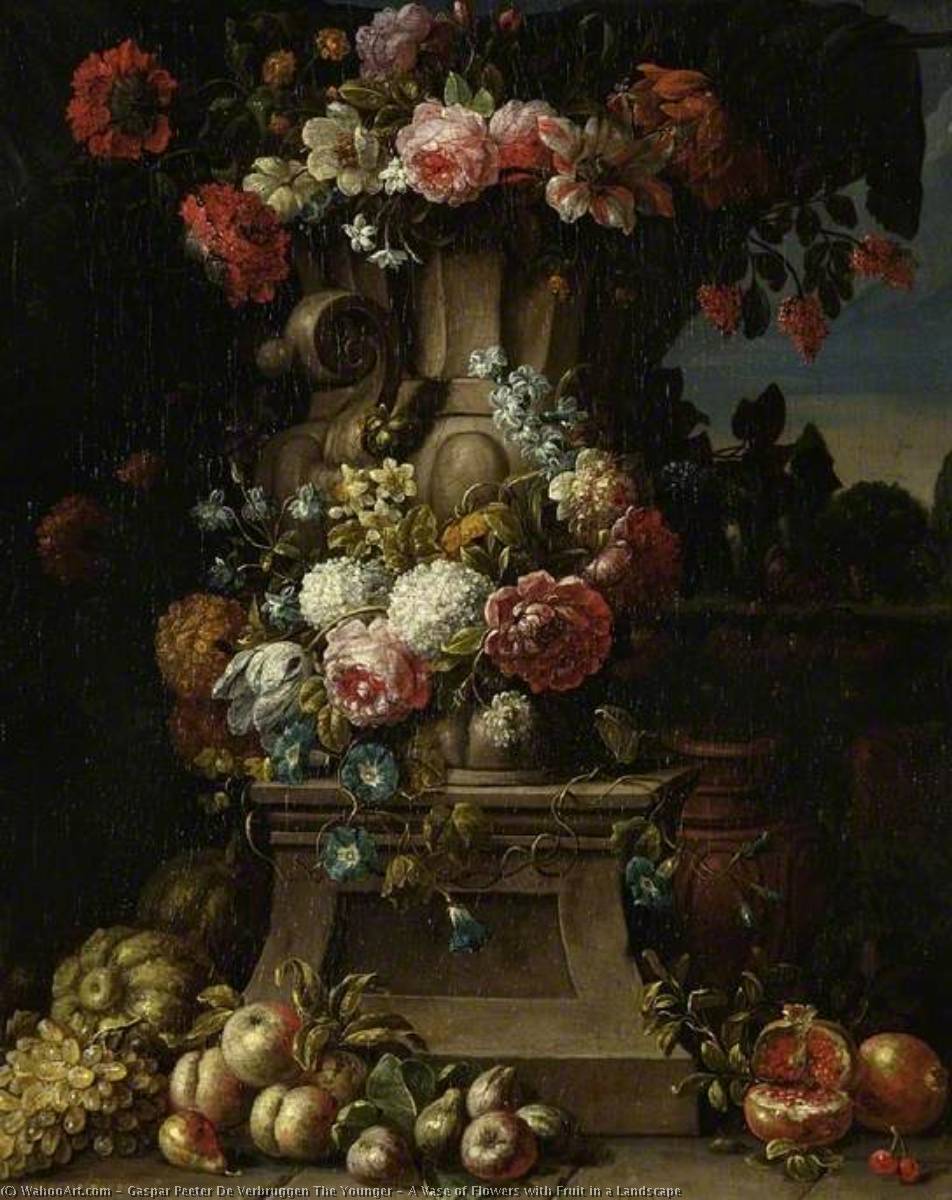 A Vase of Flowers with Fruit in a Landscape by Gaspar Peeter De Verbruggen The Younger Gaspar Peeter De Verbruggen The Younger | ArtsDot.com