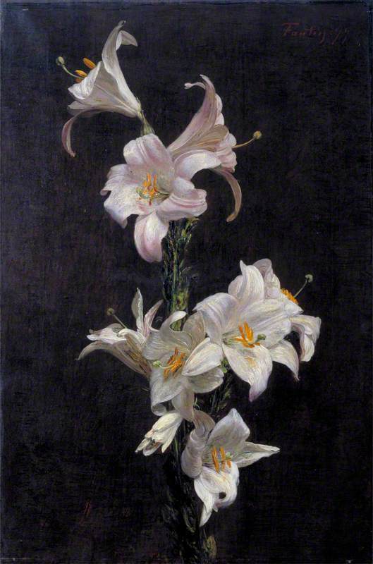 顺序 畫複製 White Lilies 。, 1877 通过 Henri Fantin Latour (1836-1904, France) | ArtsDot.com