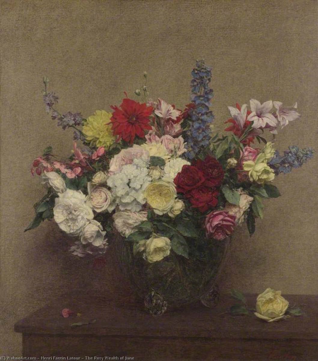 Buy Museum Art Reproductions The Rosy Wealth of June, 1886 by Henri Fantin Latour (1836-1904, France) | ArtsDot.com