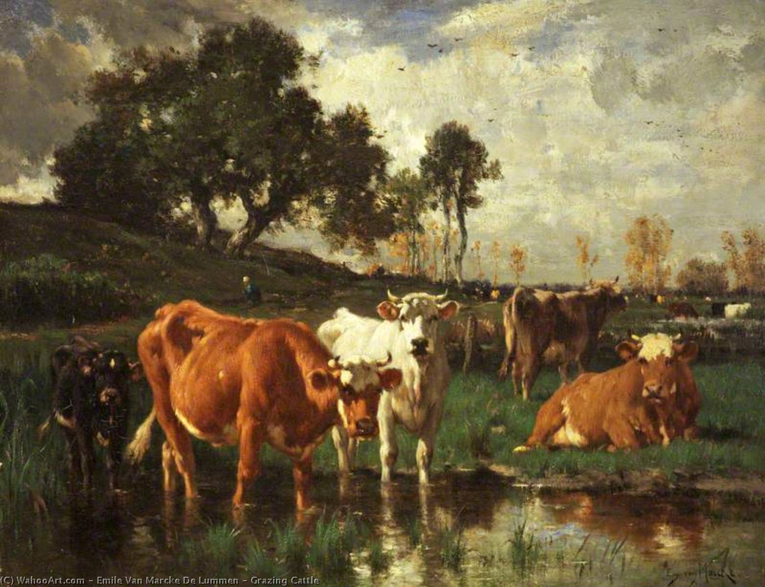Buy Museum Art Reproductions Grazing Cattle by Émile Van Marcke De Lummen (1827-1890) | ArtsDot.com