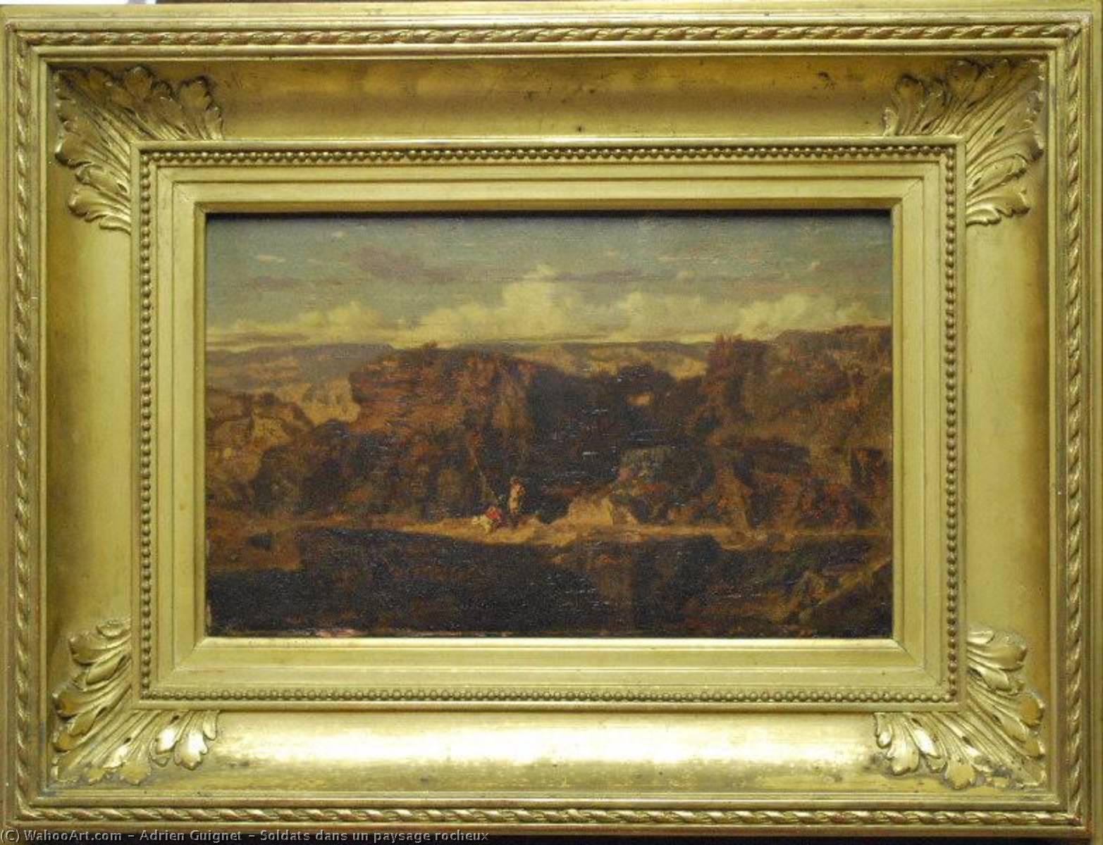 Ordinare Stampe Di Qualità Del Museo Soldati dans un paysage rocheux di Guignet Adrien (1816-1854) | ArtsDot.com