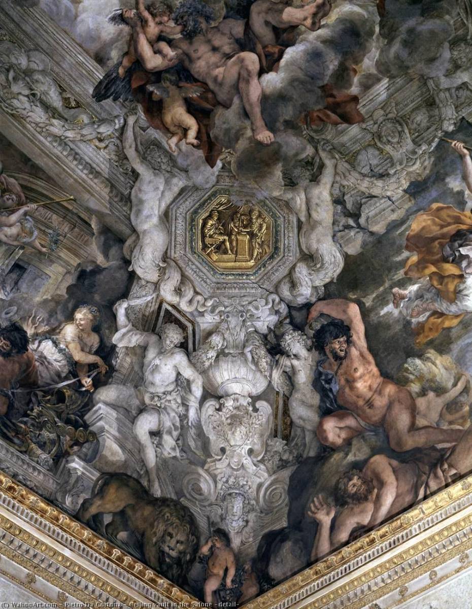 Order Oil Painting Replica Ceiling vault in the Salone (detail), 1633 by Pietro Da Cortona (1596-1669, Italy) | ArtsDot.com