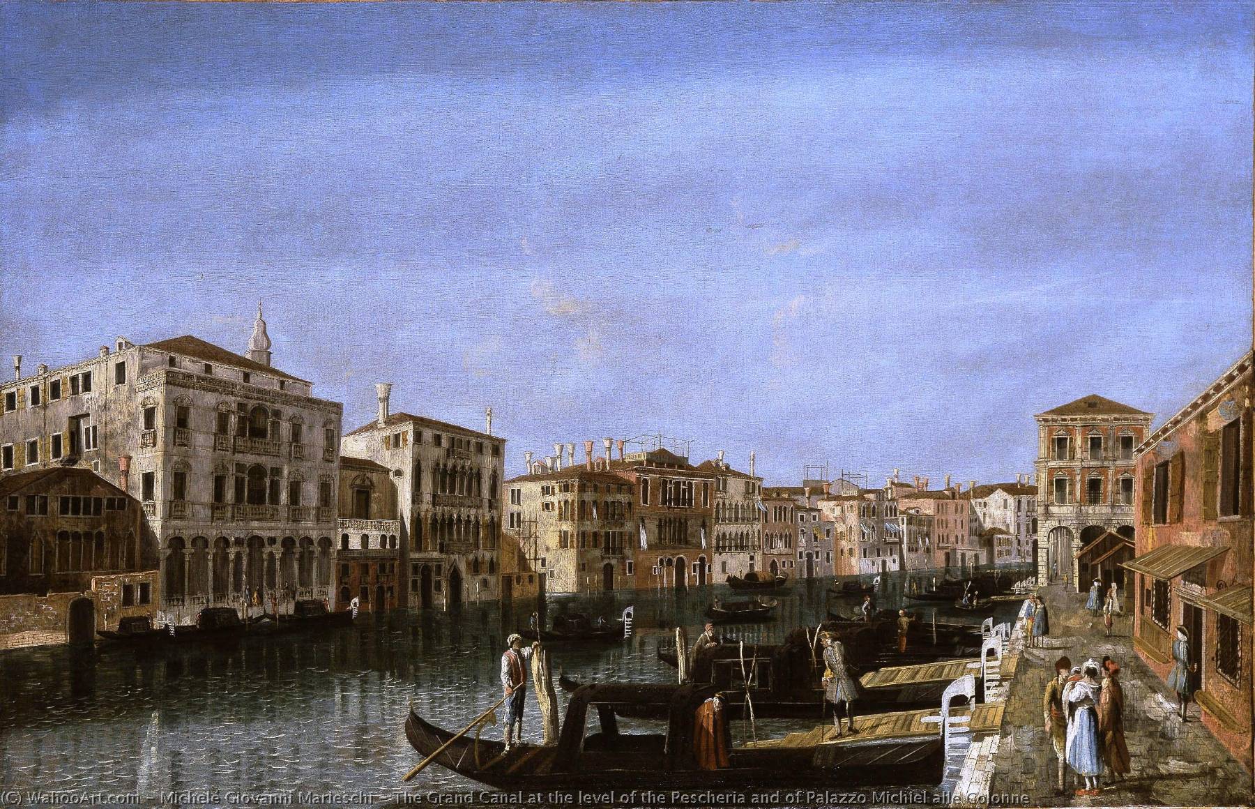 Order Oil Painting Replica The Grand Canal at the level of the Pescheria and of Palazzo Michiel alle Colonne by Michele Giovanni Marieschi (1710-1743) | ArtsDot.com