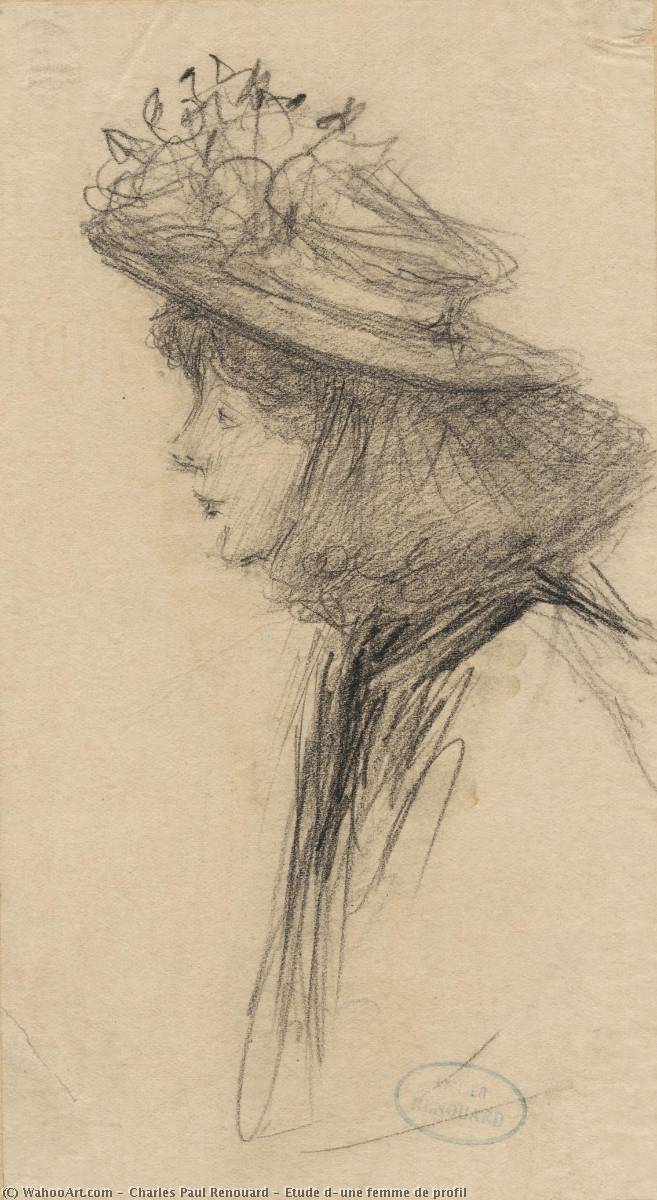 Buy Museum Art Reproductions Etude d`une femme de profil by Charles Paul Renouard (1845-1924) | ArtsDot.com