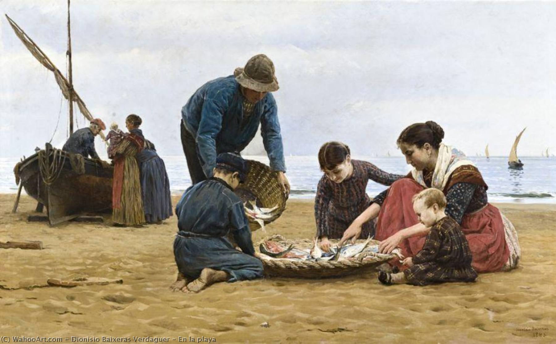 Order Oil Painting Replica En la playa by Dionisio Baixeras Verdaguer (1862-1943) | ArtsDot.com