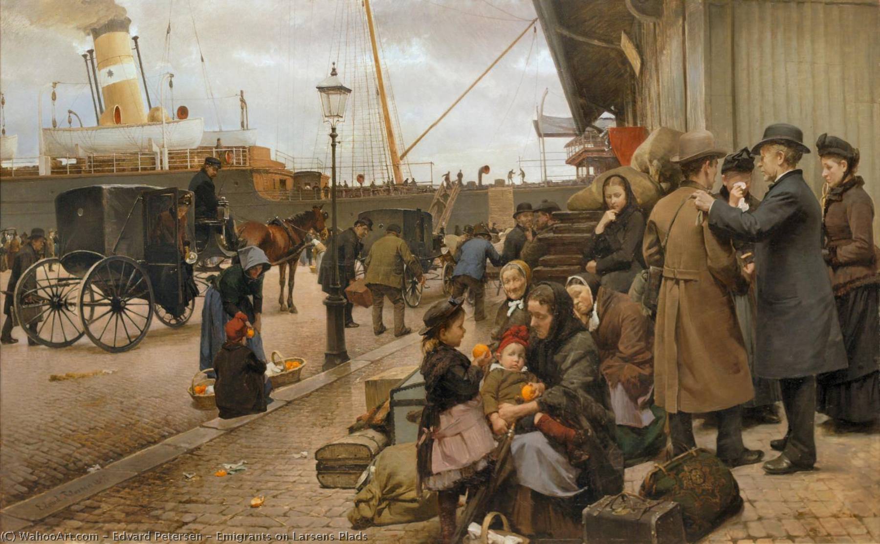 Pedir Reproducciones De Arte Emigrantes en Plads Larsens, 1890 de Edvard Petersen (1841-1911, Denmark) | ArtsDot.com