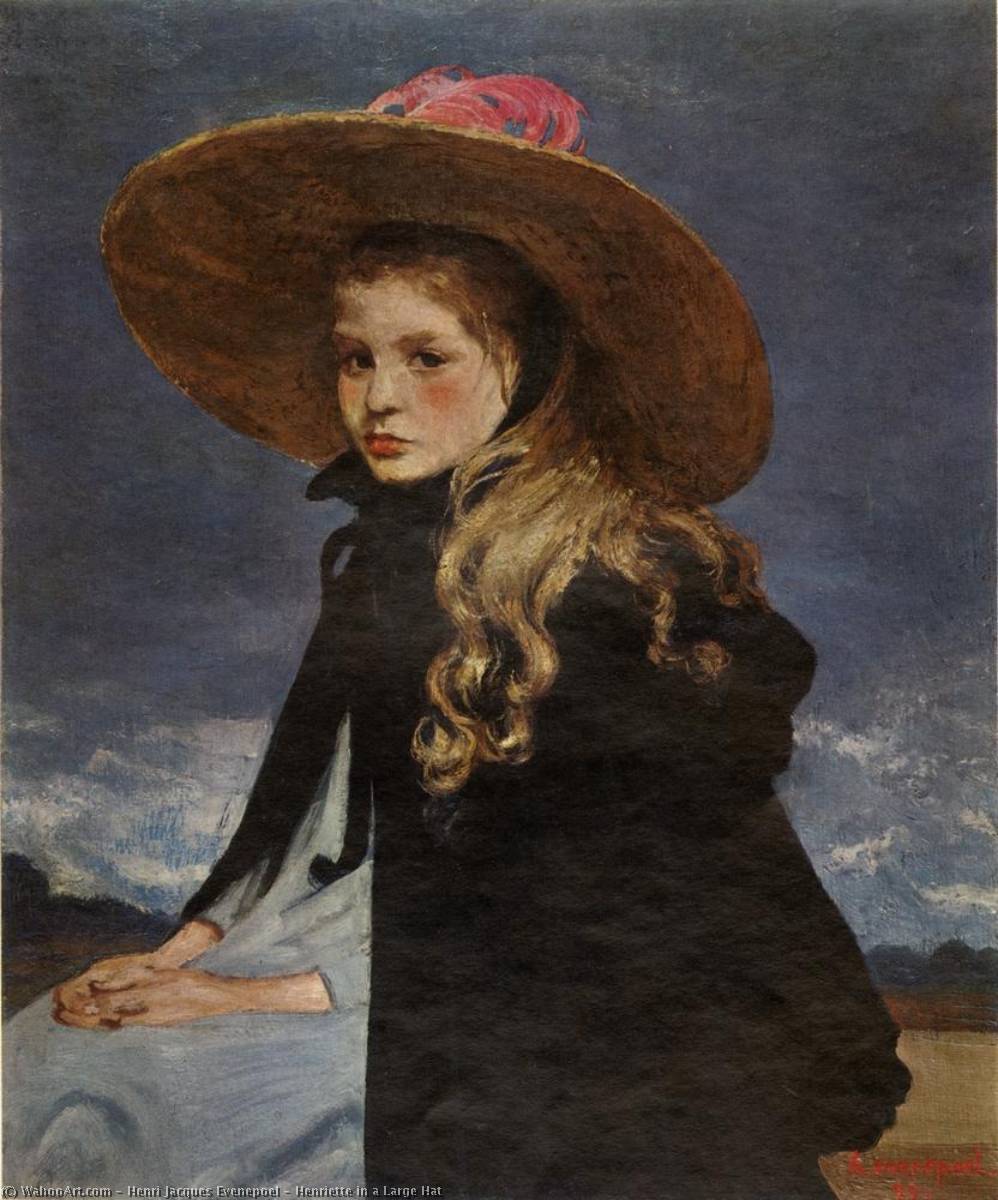 Order Oil Painting Replica Henriette in a Large Hat, 1899 by Henri Jacques Evenepoel (1872-1899) | ArtsDot.com
