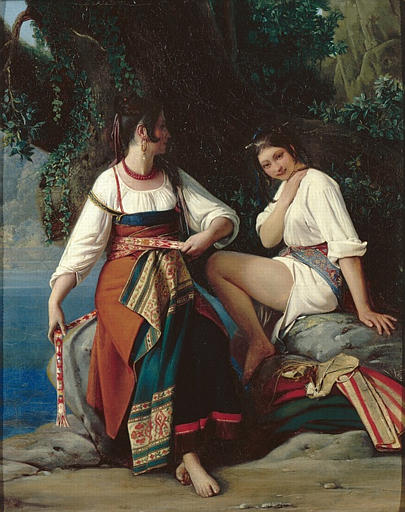 Order Oil Painting Replica Deux baigneuses, costume de Saint Donatien by Louis Léopold Robert (1794-1835, Switzerland) | ArtsDot.com
