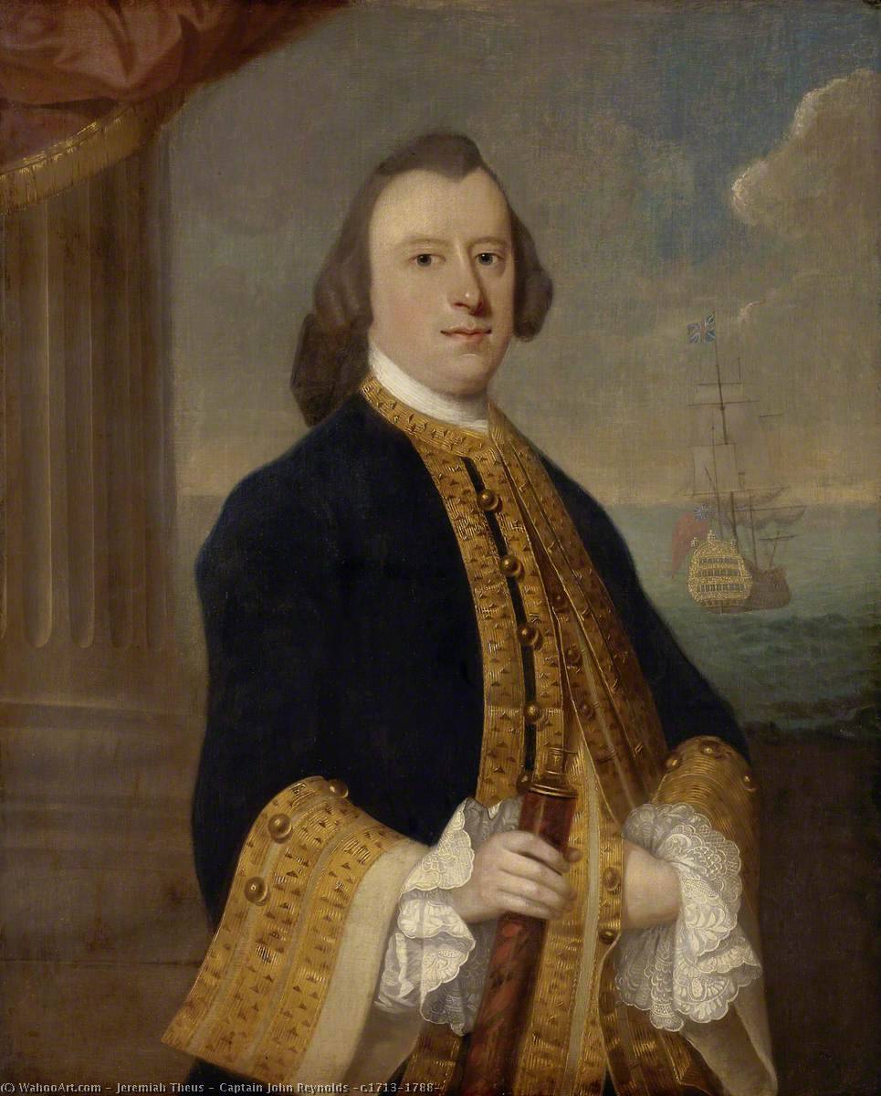 Order Oil Painting Replica Captain John Reynolds (c.1713–1788), 1758 by Jeremiah Theus (1716-1774, Switzerland) | ArtsDot.com