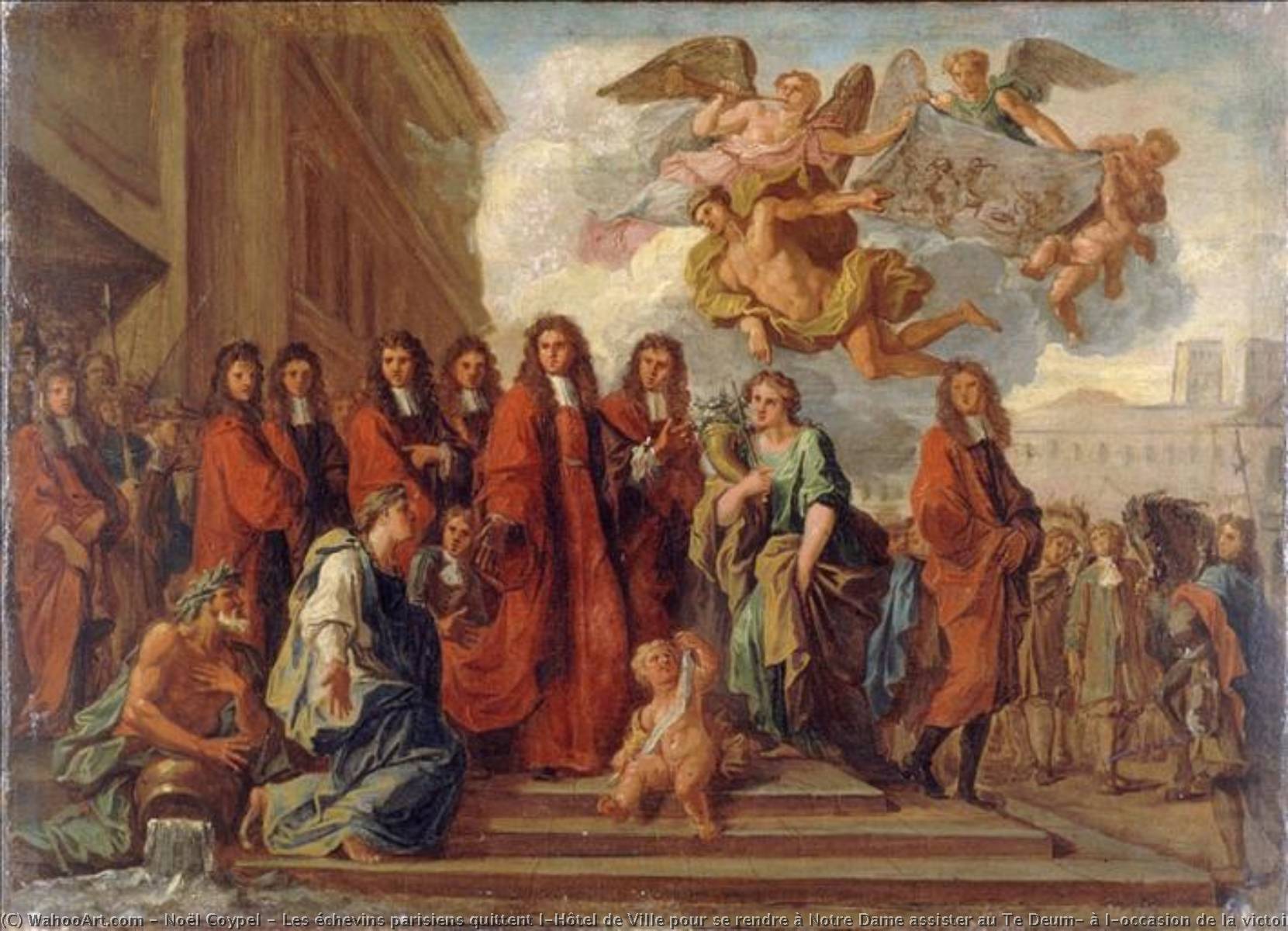 顺序 畫複製 Les échevins parisiens quittent l`Hôtel deville pour se rendre à Notre Dame Assister au Te Deum, à l`occasion de la victoire de Seneffe (1674) 通过 Noel Nicolas Coypel (1628-1707, France) | ArtsDot.com