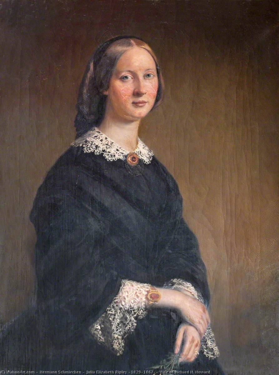Order Oil Painting Replica Julia Elizabeth Ripley (1829–1867), Wife of Richard H. Howard by Hermann Schmiechen (1850-1903) | ArtsDot.com