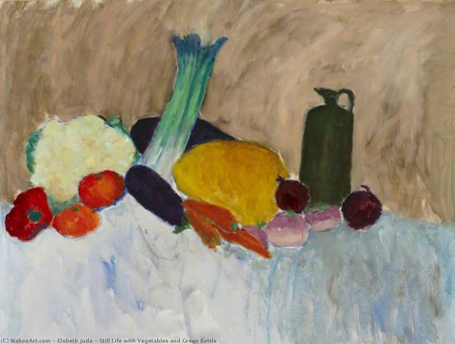 Stillleben mit Gemüse und Grünflasche von Elsbeth Juda (1911-2014) Elsbeth Juda | ArtsDot.com