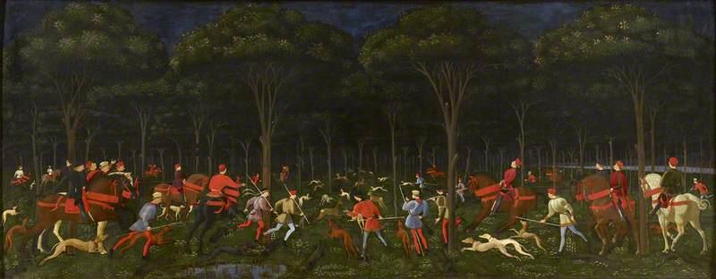 顺序 藝術再現 The Hunt in the Forest 。, 1470 通过 Paolo Uccello (1397-1475, Italy) | ArtsDot.com