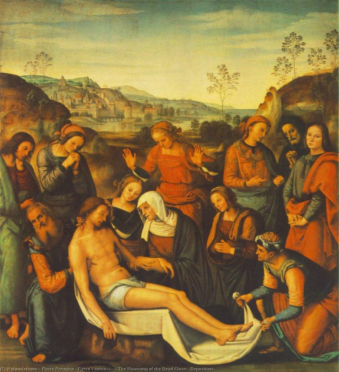 Buy Museum Art Reproductions The Mourning of the Dead Christ (Deposition), 1495 by Pietro Perugino (Pietro Vannucci) (1446-1523) | ArtsDot.com