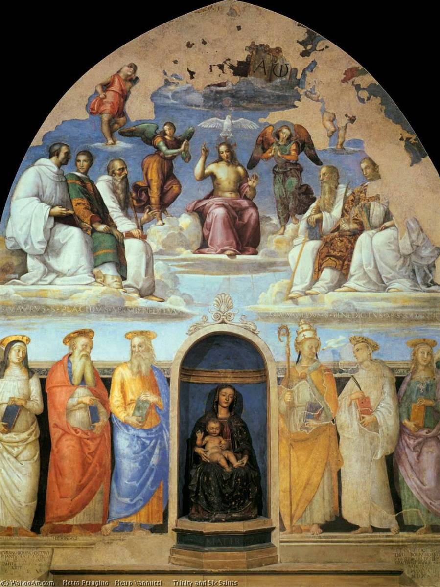 Buy Museum Art Reproductions Trinity and Six Saints, 1505 by Pietro Perugino (Pietro Vannucci) (1446-1523) | ArtsDot.com