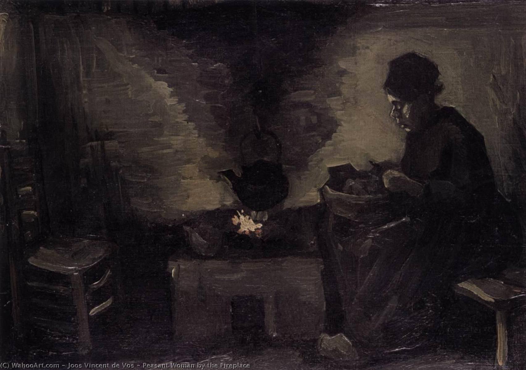 Buy Museum Art Reproductions Peasant Woman by the Fireplace, 1885 by Joos Vincent De Vos (1853-1890, Netherlands) | ArtsDot.com
