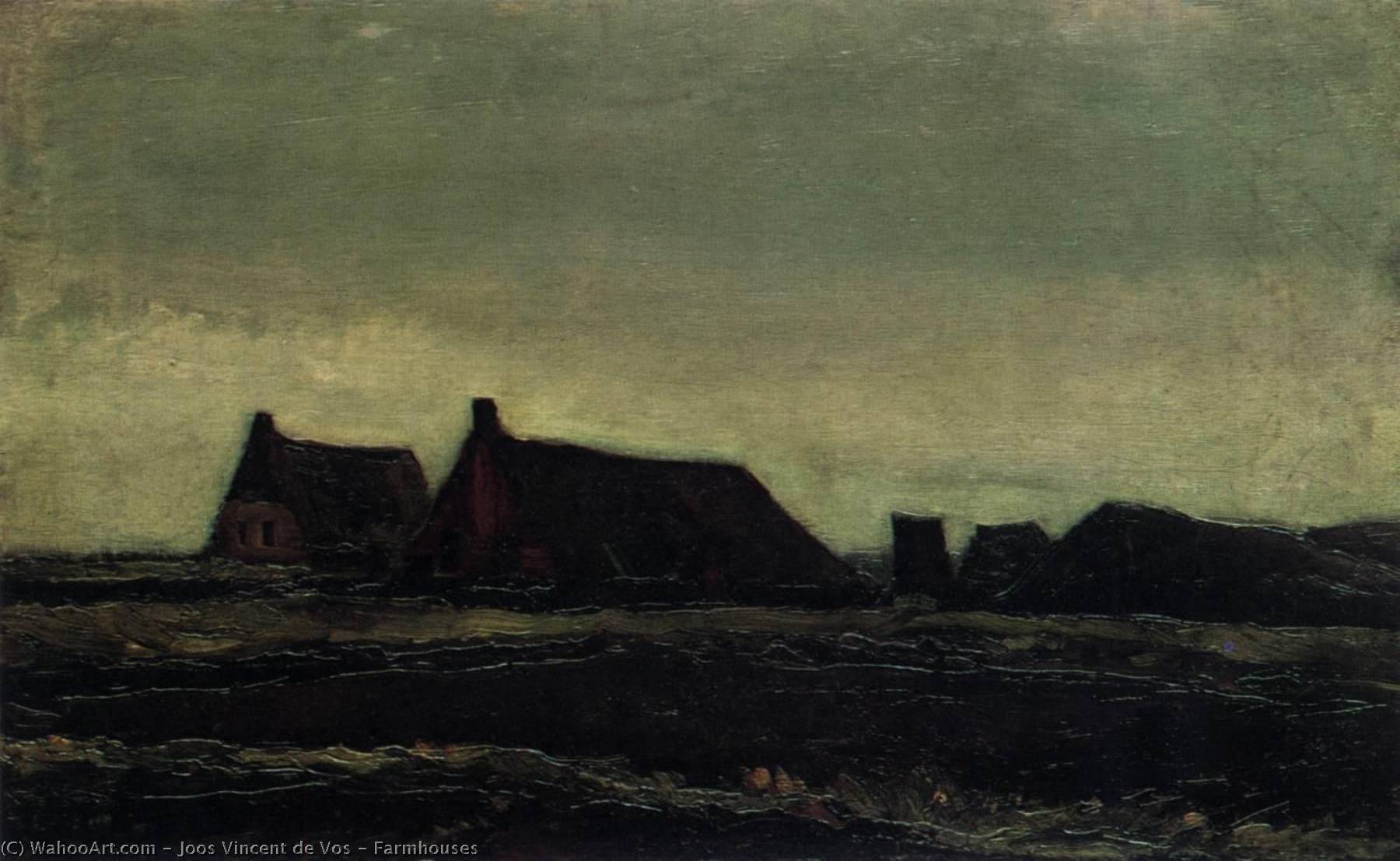 Order Oil Painting Replica Farmhouses, 1883 by Joos Vincent De Vos (1853-1890, Netherlands) | ArtsDot.com