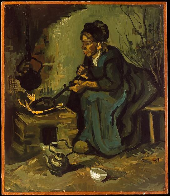 Order Art Reproductions Peasant Woman Cooking by a Fireplace, 1885 by Joos Vincent De Vos (1853-1890, Netherlands) | ArtsDot.com