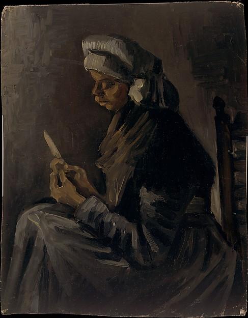 Order Oil Painting Replica The Potato Peeler (reverse Self Portrait with a Straw Hat), 1885 by Joos Vincent De Vos (1853-1890, Netherlands) | ArtsDot.com
